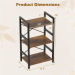 4-Tier Industrial Bookshelf (Rustic Brown+Black), Heavy-Duty Metal Frame & X-Shaped Braces - Image 4