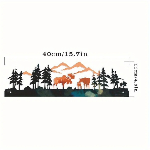 CIFbuy Vintage Moose Winter Forest Christmas Tree Wall Art iron Decor for Living Room Bedroom Entryway(TikTok, temu pick-up service)