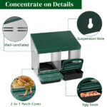 2 Compartment Roll Out Chicken Nesting Box with Plastic Basket, Egg Nest Box Chicken Laying Box Hens Chicken Coop Box, Green - Image 10