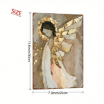 CIFbuy Golden Angel III Vintage 2D Flat Metal Wall Art, Art, 8x12 Inch Beige Golden Brown Aluminum Plaque, Aluminum Plaque, Lightweight Angel Statue Decor 2D ikTok, 2D ikTok, um Plaque Self-x1ckup Logiopor - Image 3
