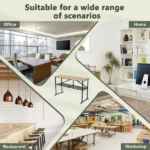 Foldable Hardwood Workbench Adjustable Wood-Top Utility Table with Locking Casters - Image 7
