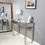 Three Drawers Mirror Table Dressing Table Console Table - Image 26