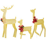 3-Piece Lighted Christmas Reindeer Family Set Outdoor Decorations, Weather Proof 2D Deer Family Set of 3 Christmas Ornament Home Decor Pre-lit 200 LED Warm White Lights with Stakes, Golden - Image 5