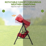 68*43*60 inch Red KD style with cushion canopy Iron Oxford cloth 250kg Iron swing set - Image 4