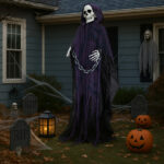6ft Halloween Decorations Outdoor Life Size Animatronics Grim Reaper with Chain, Sound-Actived Party Decor with Creepy Sound , Scary Haunted House Props for Garden Yard Lawn - Image 13