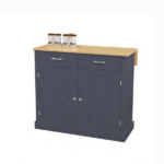 Dark Gray Farmhouse Kitchen Cart – Rolling Island with Drop Leaf Wood Breakfast Bar, 2 Drawers & Adjustable Shelves - Image 2