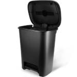 Trash Can, 20.1 Gallon Plastic Step Garbage Bin with Foot Pedal Lid, Black - Image 2