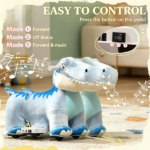 Blue 6V Electric Kids Ride On Animal Toy: Tyrannosaurus Dinosaur with Music, Forward Movement for 18-36 Months Old - Image 9