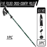black Five section folding folding trekking pole for hiking and walking - lightweight 7075 aluminum, strong outer lock and high-density EVA grip, men's and women's foldable, stretchable, camping equipment, gifts for hiking friends and family - Image 7