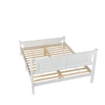 Queen Single Bunk Bed Painted + Melamine Veneer & Pine + MDF Bed Frame Vertical Striped Decorative Bed Frame 63.78*83.46*37.8in White - Image 25