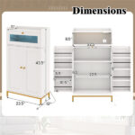 White + Gold Kitchen Pantry Cabinet, Built-in Charging Station (AC/USB/Type-C) & Customizable LED Lights - Image 6