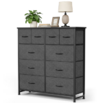 10-Drawer Fabric Dresser, Large Storage Tower for Bedroom, Closet, Living Room, Gray