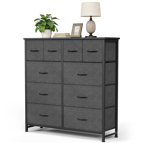 e4d3f787-4b58-469e-8f14-3783e681d121.png 10-Drawer Fabric Dresser, Large Storage Tower for Bedroom, Closet, Living Room, Gray - Image 1