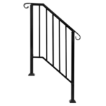 [Same Code 55022277 82359152]Artisasset Matte Black Outdoor 2-Step Iron Handrail