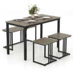 4-Piece Dining Table Set with Bench & 2 Stools, Space-Saving Nested Design, Oak - Image 8