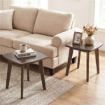 17" Square Side Table Solid Rubber Wood, Walnut Finish End Table for Living Room Bedroom - Image 7