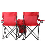 Portable Outdoor 2-Seat Folding Chair with Removable Sun Umbrella Red - Image 13