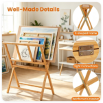 Natural Bamboo Art Storage Rack, Heavy-Duty Canvas Print Display Stand Holds Artwork Up to 34"x19", 22LBS Capacity Art Organizer for Studio Gallery Classroom - Image 8