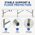 6 ft Portable Folding Bench, HDPE Plastic Indoor Outdoor Seat with Steel Frame, White, 1 Pack (Shipment from Walmart) - Image 5