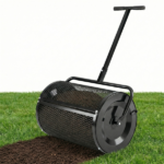 27"×16" Lawn Fertilizer Spreader with Diamond Mesh Clump-Free Garden Compost Spreader - Black