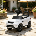 White 2-in-1 6V Battery-Powered Electric Ride-on Car with Sliding Mechanism Headlights Music Horn for Kids - Image 5