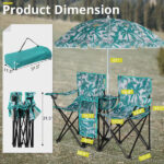 Portable Outdoor 2-Seat Folding Chair with Removable Sun Umbrella Pineapple - Image 2