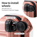 ABS Trolley Case 20in 24in 28in 3PCS Suitcase Set Vertical Striped Frosted Case Suitcase Rose Gold - Image 21