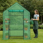 Mini Walk-in Greenhouse with PE Cover, 4-Shelf Indoor Outdoor Plant Gardening Green House for Garden Backyard, 56" x 29" x 77", Green - Image 11