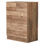 Gray particleboard with linen-textured melamine finish, 66*40*91cm, 3+2 drawers, drawer cabinet with matte gold handles - Image 2