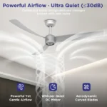 52 Inch Ceiling Fans with Lights Led Remote Control Low Profile Flush Mount for Living Room Bedroom Outdoor Patio,DC Motor,Reversible,Dimmable,Buzzer ON/Off, 3D-I3[Unable ship on weekends, TK/TEMU only for pickup, only TX10643 warehouse supports GOFO] - Image 10