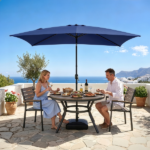 10 x 6.5 FT Square Patio Umbrella, Tilting Outdoor Sun Umbrella with 6 Iron Ribs and Iron Central Pole, Polyester Fabric Outdoor Shade Umbrella Navy Blue - Image 7