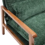 Cloud Shaped Indoor Leisure Chair with Solid Wood Armrest & Solid Wood Frame, Chenille Fabric Accent Chair with Lumbar Pillow, Single Sofa Chair Dark Green - Image 16