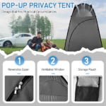Portable Outdoor Pop-up Toilet Dressing Fitting Room Privacy Shelter Tent Black - Image 9