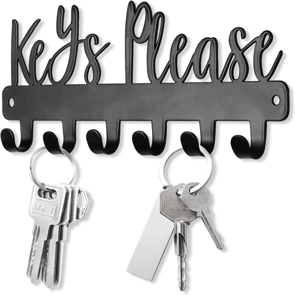 CIFbuy Sleek Single Hook Wall Key Holder Modern Black iron Key Organizer for Entryway Office Home (TikTok, temu pick-up service)