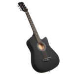 Matte Black 38-inch Acoustic Guitar with Picks, Strings, Capo, Case, Tuner, and Strap - Image 2