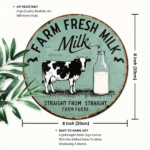 CIFbuy Vintage | Round Metal Tin Sign 8X8 Inch,2D Flat Printed Farm Fresh Milk Retro Dairy Art Decor Classic Farmhouse Style Farm Home TikTok, TikTok, ome Self-pickup Logiopics - Image 2