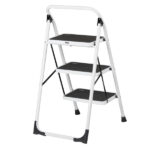 Home Use 3-Step Short Handrail Iron Ladder Black & White - Image 4