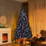 7.5 FT Pre-lit Artificial Christmas Tree, Hinged Xmas Pine Tree with 1350 Branch Tips, 400 Lights and Remote Control for Holiday Party Office Home, Black - Image 4