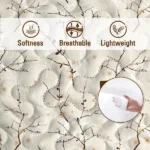 3 pcs Cherry Blossom Quilted Bedspread Set, Beige Floral Branch Print Quilt Set, Lightweight Reversible Coverlet with Pillow Shams, Japanese Sakura Bedding for Bedroom Decor temu can only be self-picked up - Image 9