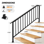Handrails for Outdoor Steps Fits 5 to 6 Steps - Image 3