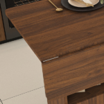 Multi-Functional Folding Table with Storage Shelves and Wheels, 47 Inch Foldable Dining Table for Small Spaces, Compact Desk for Kitchen, Dorm, Office (Walnut) - Image 18