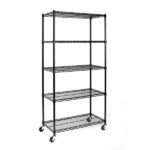 5-Tier NSF-Certified Steel Wire Shelving with Wheels Black