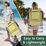 63*70*99cm Heightened Oxford Cloth Silver White Aluminum Tube Bearing 100kg Beach Chair Yellow - Image 10