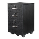 Black Wood Grain Density Board Three Drawers Wooden Filing Cabinet - Image 3