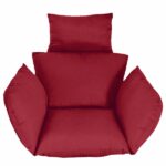 Egg Chair Cushion Hanging Basket Seat Cushion,Thicken Soft Egg Swing Chair Pad,Hanging Egg Chair Cushion with Headrest Red