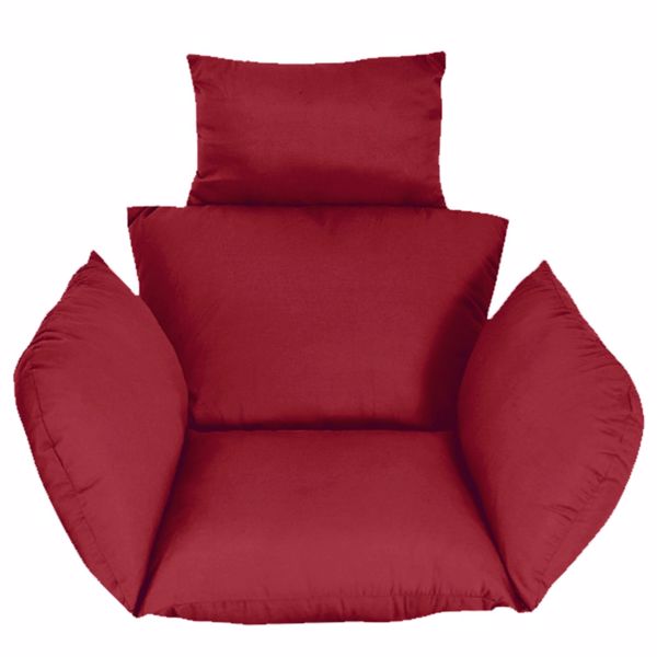 Egg Chair Cushion Hanging Basket Seat Cushion,Thicken Soft Egg Swing Chair Pad,Hanging Egg Chair Cushion with Headrest Red