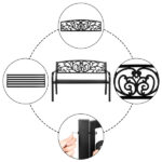 50" Iron Outdoor Courtyard Decoration Park Leisure Bench - Image 3
