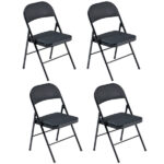 Same Code 33457557 4pcs Elegant Foldable Iron & PVC Chairs for Convention & Exhibition Black - Image 56
