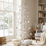 6ft White PVC Metal Artificial Christmas Tree with Bow Topper, No Extra Ornaments, Daily Decor Tree - Image 8