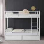 Same Code 71558202 Twin Over Twin Convertible Bunk Bed with 2 Storage Drawers, Metal Bunk Bed Can be Divided Into Two Daybeds, White - Image 10